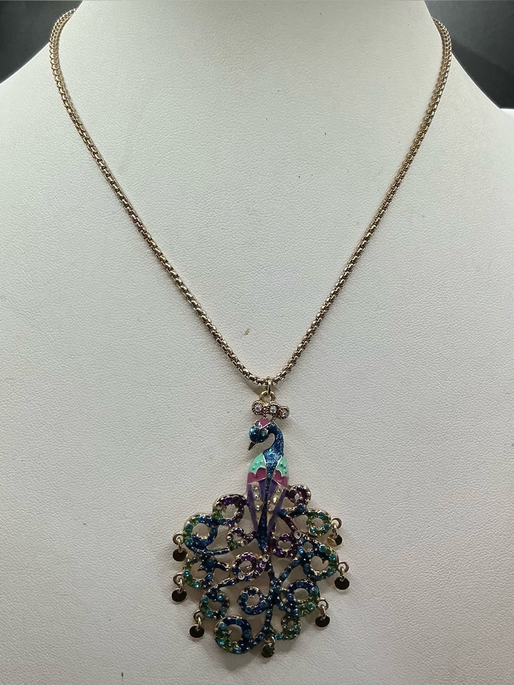 BETSEY JOHNSON MOROCCO COLLECTION MULTI COLOR PEACOCK ENAMEL RHINESTONE NECKLACE